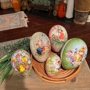 Paper Mache NESTLER German Eggs. 3 Large, 1 Medium & 1 Small. (Empty)